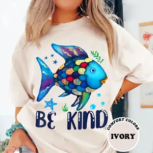 Be Kind Rainbow Fish T-Shirt Comfort Colors, A Little Kindness Can Change Everything Rainbow Fish Shirt, Children's Book Sweatshirt, Kindergarten Teacher Shirt