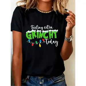 Women's "Feeling extra GRINCHY Today" Christmas Graphic Crew Neck Short-Sleeve T-Shirt