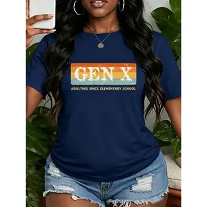 Vintage Gen X Humor T-Shirt, "Adulting Since Elementary School" Quote Graphic Tee, Black Nostalgic Apparel