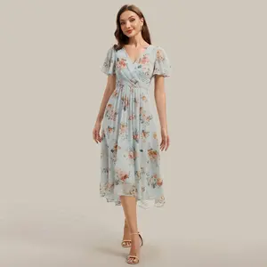 Ever-Pretty 2026 New Trend Natural Waist Chiffon Maxi Dress – Flowy, Breathable & No Stretch – Perfect for Wedding Guest, Formal Event or Romantic Date EG02762