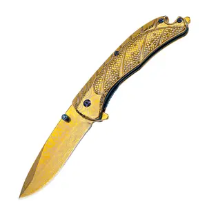 Golden patterned folding knife, camping, barbecue, mountaineering, hiking