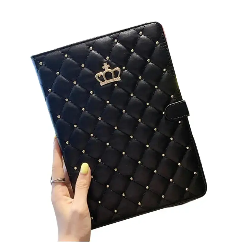 PU Leather Tablet Cover for iPad 5th-6th Gen - Chic Modern Luxurious Tablet Accessory with Auto Sleep-Wake Function, Cross-Stitching, Crown Design, Protective Casing, Tablet Accessories homeessentials