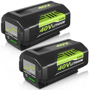 2Pack 6.0Ah Replacement for Ryobi 40V Battery Lithium Compatible with OP4040 OP40401 OP4026 OP40261 OP4050 OP40201 OP40601 Power Tools Rechargeable