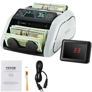 fathersdaygift VEVOR Money Counter Machine, Bill Counter with UV, MG, IR and DD Counterfeit Detection, USD EUR Cash Counting Machine with Large LCD External Display for Small Business