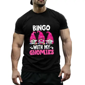 Men' s Funny Bingo Gnome T- Shirt - Bingo with My Gnomies Graphic, Soft Cotton, Short Sleeve, Casual & Comfortable, Perfect for All Seasons, Great Halloween & Christmas Gift Idea, Sports Tshirt Humorous Graphic Tee Knit Texture