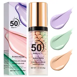 【Summer Sale Deals】3-in-1 Color Correcting Serum Primer, SPF 50 PA+++ Sun Protection Cosmetic, Lightweight Moisturizer Hydrate Oil Control Isolation Cream for Face Before Makeup