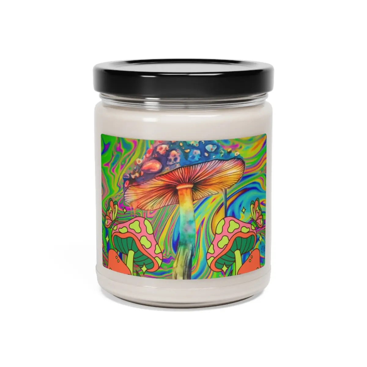 Colorful Mushroom Candle, Trippy Psychedelic Candle, Healing Candle, Spiritual Gift, Meditation Candle, Scented Soy Candle, 9oz