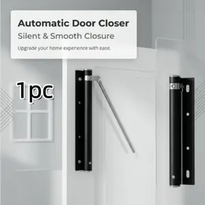 Stainless Steel Automatic Door Closer, Easy-Install Door Closing Mechanism, Suitable for Wooden and Metal Doors, Home and Office Safety Use