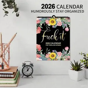 2026 Floral Calendar Set, Monthly Planner & Noteboard, Perfect for Home Office Organization, Fun Hanging Wall Calendar