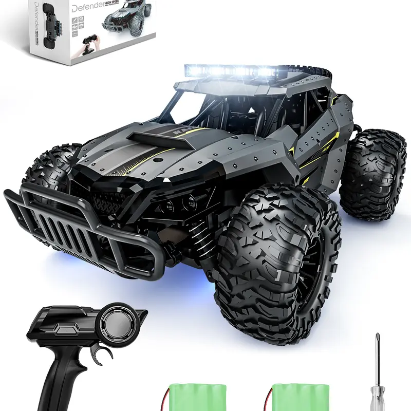 Tecnock Remote Control Car, 1:16 Scale 20 Km/h Fast Adult RC Car, 2.4GHz Off-road RC Truck Toys with LED Front Lights and Rechargeable Battery, Christmas Gift, Birthday Gift for Boys or Adults Aged 8-12 years old