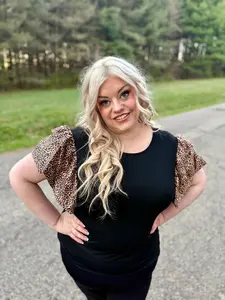 Endless Charm Leopard Sleeve Top