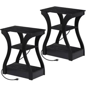 2X Console Table Black Narrow Entryway Sofa Table for Living Room Office 3 Tier
