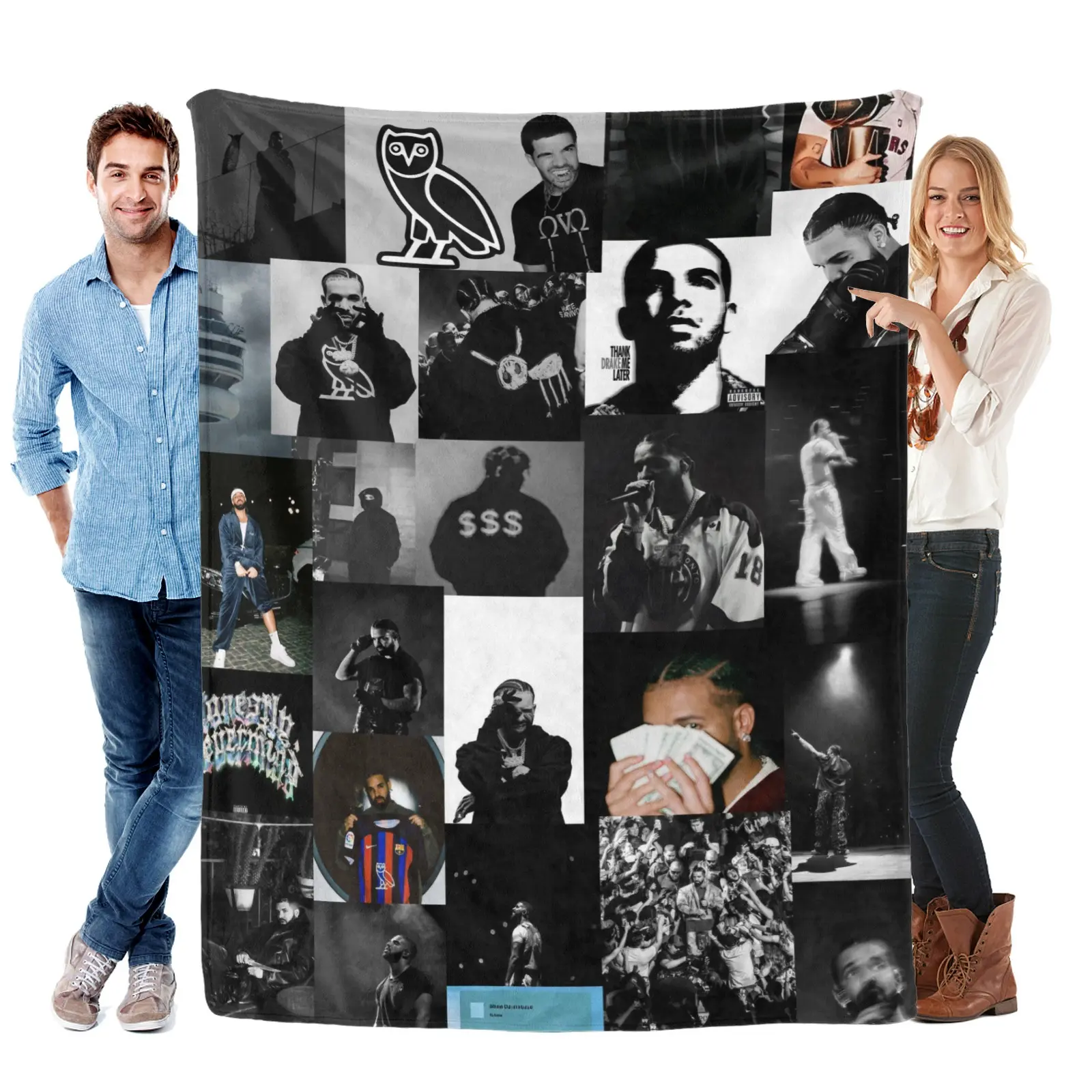Ultra-Soft Drake Lyric Flannel Throw Blanket, Wrinkle-Resistant Music Fan Blanket for Living Room, Sleepovers, Ideal Gift for Drake Fans, Child & Adult Home Decor Bedding