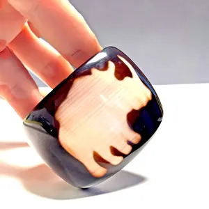 Wide Chunky Tortoise Shell Style Bracelet Resin Acrylic Brown Cream Cuff Bangle