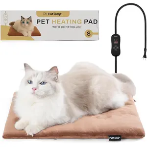 Pet Heating Pad for Cats and Dogs, Heated Cat Bed & Dog Heating Pad with 5 Temperature Levels, Waterproof Heated Pet Mat with Timer, Auto Power-Off and Chew Resistant Cord, 20'' x 16''