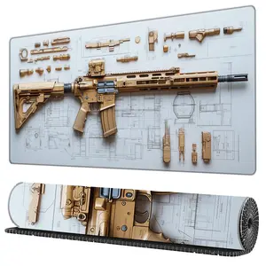 BHJLAXR AR15 Blueprint Pattern Gaming Mouse Pad, 1 Count Non-slip Rubber Base Mouse Pad, Office and Home Desk Mat, Computer Accessories for Office & Home