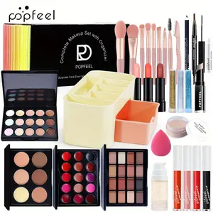 Makeup Kit for Teens for Women Full Kit Includes  Eyeshadow Palette Foundation & Face Primer Makeup Sponge Eyebrow Soap Winged Eyeliner Stamp Gift Set Cosmetic