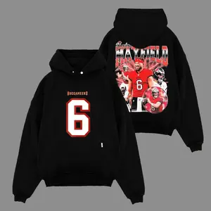 Baker Mayfield Bucs #6 For Bucs Nation Hoodie Sweatshirt T-Shirt (Made In US), Bucs Fans Outfit, Game Day Outfits, Gift For Football Fans, Football Graphic Hoodie