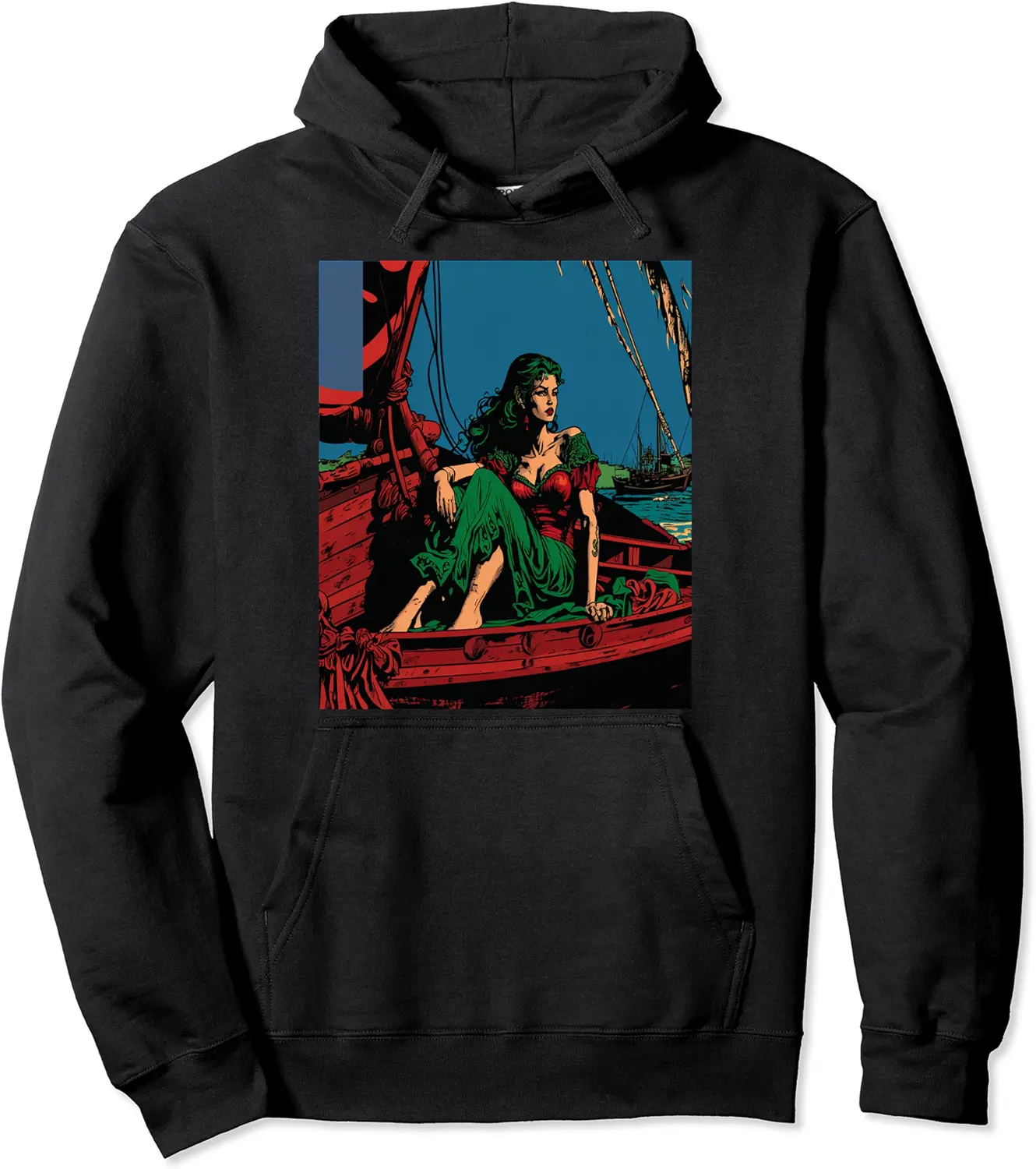 Beautiful Attractive Woman Siren At Ocean Hand Painted Art Pullover Hoodie - Marcosal Shop 59B0CJL73W5R
