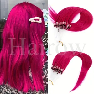 New Wholesale Arrivals 50pcs 12'' 16'' 20'' Vibrant Pink Purple Green Blue Red Micro Loop Human Hair Extensions - Microlink Clip-In Extensions for 's Short/Long Hair, Blonde Synthetic Extensions, Braiding Extensions, Synthetic Elegant Wavy Curly Clip, Wav