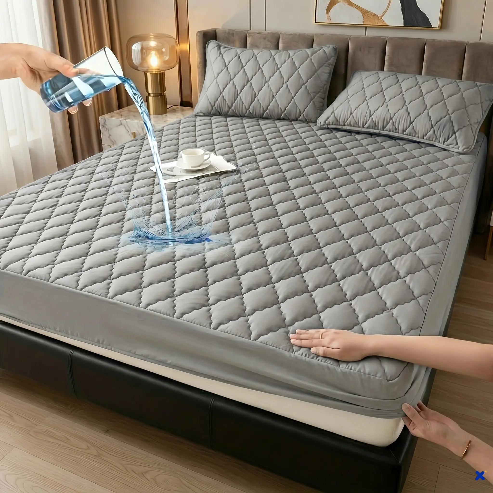 Waterproof Deep Pocket Mattress Protector Fits Up To 15 Inches, Soft Washable Bed Cover for Bedroom Dorm Hotel, No Pillow Included