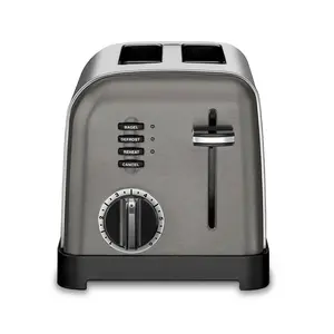 Cuisinart 2-Slice Classic Toaster - Black Stainless Steel - CPT-160BKSP1: Bagel & Reheat Options Self-Centering Slots