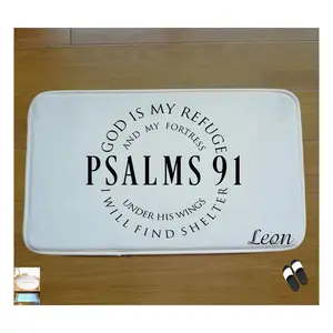 Personalized Psalms 91 Flannel Prayer Mat, "God Is My Refuge" Scripture, Customizable Name Kneeling Pad for Christian Devotion