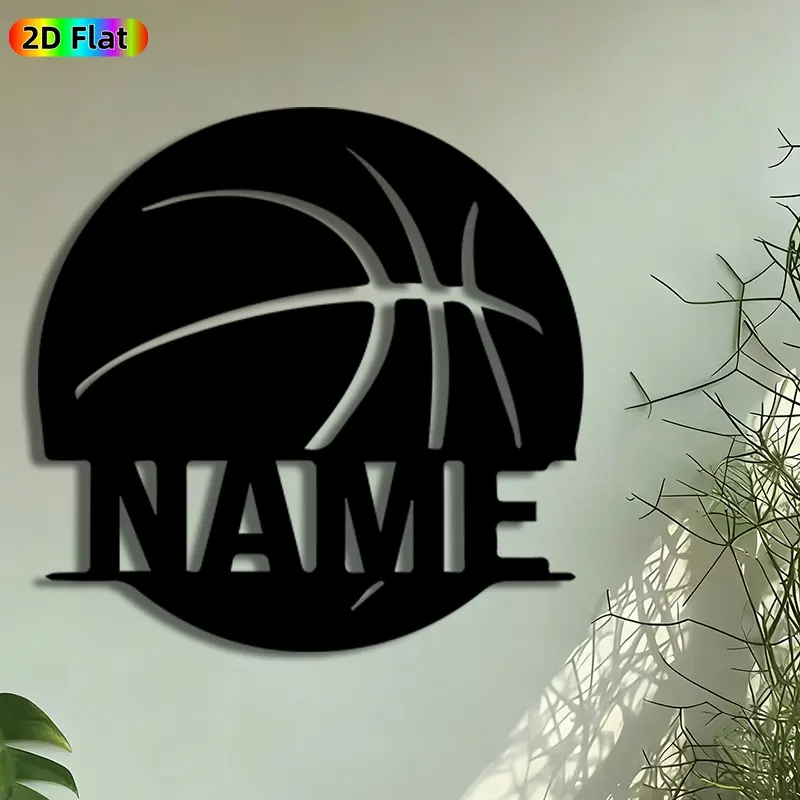1pc Basketball Monogram Metal Wall Art, Personalized Basketball Statue Mural, Artistic Metalwork, Intricate Craftsmanship, Perfect for Graduation, Housewarming Decor, Perfect for Game Room Bedroom Office Decor, Ideal Gift for Basketball Enthusiasts.