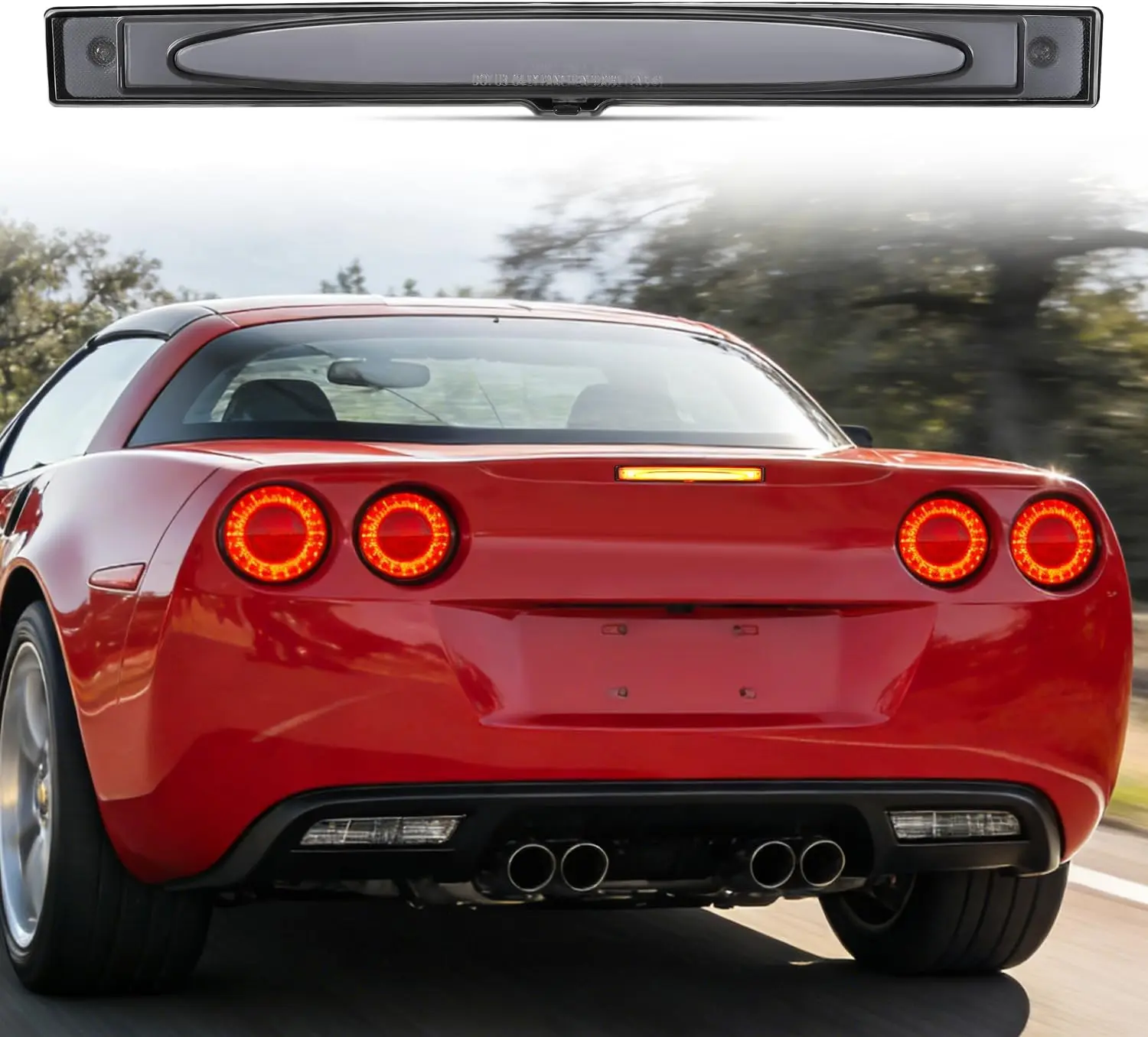 Nilight Smoked PC Lens LED 3rd Brake Light with ABS - Vehicle Specific Fit, 12V Power, Brake Warning, Easy-Install Plug-and-Play Rear Center Cab Lamp for Chevy Corvette C6 Series (2005-2013) Long-Lasting Car Accessory, Corvette C6 2005-2013, Quick Illumin