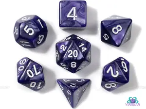 Wyrmlings | Pearled Deep-Purple Swirl Acrylic Dice Set (7) | Dungeons and Dragons (DnD)