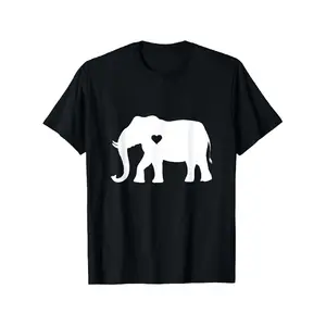 Love Elephant Heart Silhouette Gift T-Shirt, Loose style new unisex short-sleeved T-shirt, casual and comfortable, 100%cotton, S-XXXL
