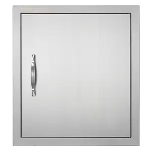 VEVOR BBQ Access Door,  18W x 20H Inch Single Outdoor Kitchen Door, Stainless Steel Flush Mount Door, Wall Vertical Door with Handle and Hook, for BBQ Island, Grilling Station, Outside Cabinet