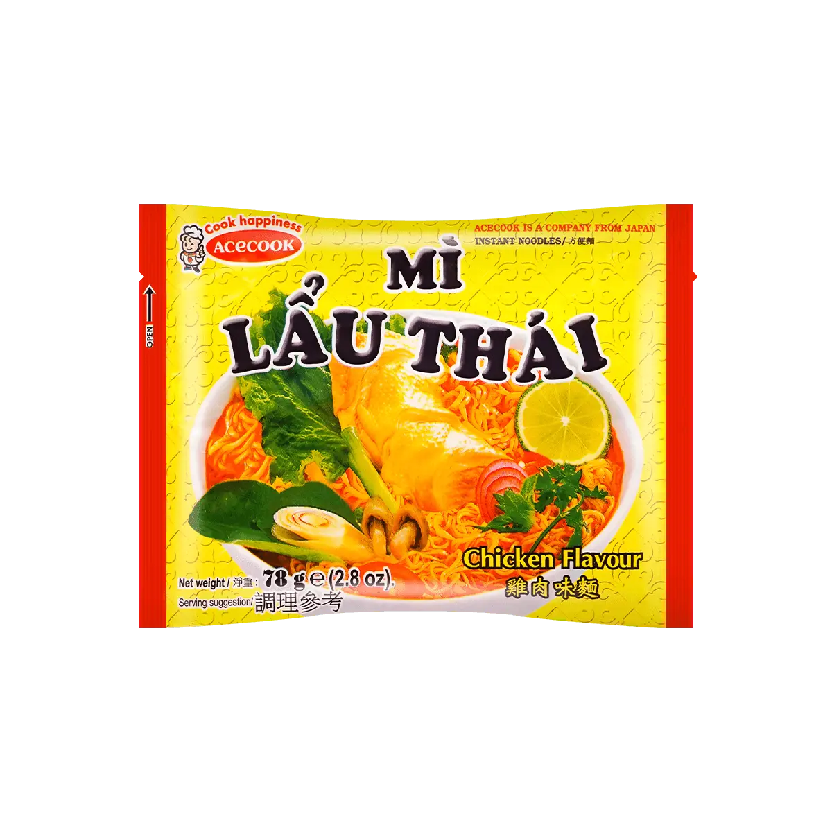 Acecook Vietnam Thai Flavor Instant Noodles - Chicken Flavor, 78g Pack - Authentic Asian Cuisine, Quick & Easy Meal