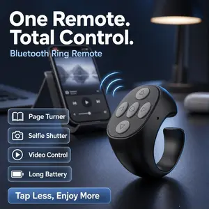 Mini Smart Ring Bluetooth-compatible Remote Control, Bluetooth Connection, Futuristic Design, Multi-Platform Compatibility, 10m Range, Ideal for Commuters and Content Creators, Smartphone Selfie Accessory, Smartphone Accessories