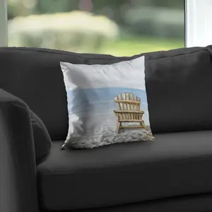 360 Stand 14x14 in. Wood Beach Chair Throw Pillow Insert - Brown Coastal Poly Twill, Beach Theme, Coastal Look Indoor/Outdoor Home Decor Accessory with Easy Cleaning Feature, Durable Cushions, Soft Cushions, Beachy Standard Pillows, Coastal Standard Pillo