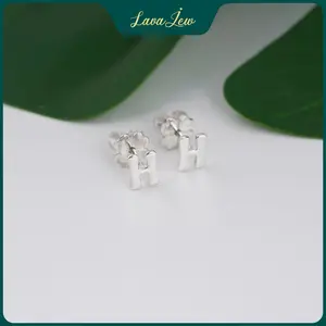 LavaJewelry Personalized Initial Earrings, Sports earrings, Silver Jewelry, 925 Silver Earrings for Women, Girls