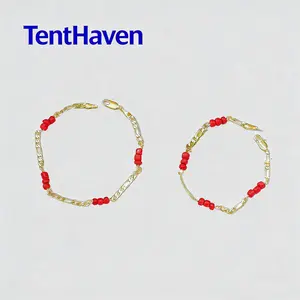 Exquisite 14k Gold Plated Wine Red Natural Garnet Beaded Bracelets for Women Female Lucky Fashion Jewelry Christmas Gifts