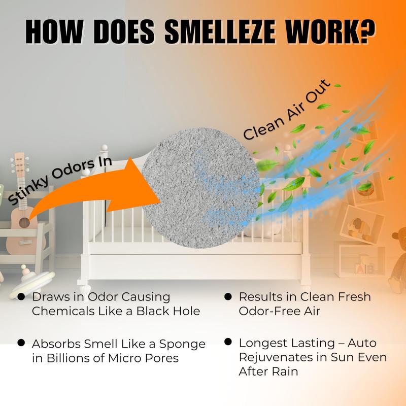 SMELLEZE Diaper Pail Deodorizer, Odor Eliminator for Diaper Pail, Baby Poop Deodorizer & Human Urine Odor Eliminator, Deodorizes Infant & Adult Diaper Pails - 2 lb. Granules