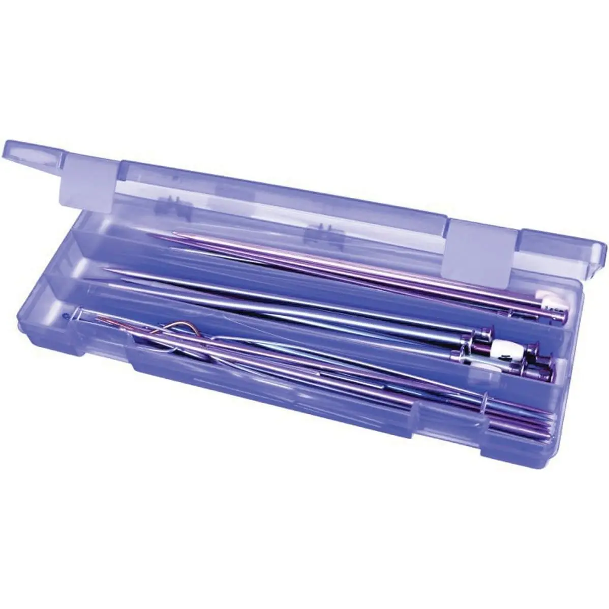 ArtBin 6932AB Hook & Needle Nook, Knitting & Crochet Organizer, [1] Plastic Storage Case, Translucent Periwinkle | For Hooks, Needles and Notions, 12.38 x 4.875 x 1.75 Inches, Secure Latches, Portable, Translucent Periwinkle Gift
