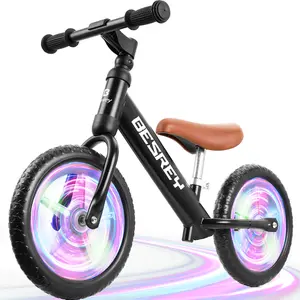 besrey Toddler Balance Bike 2 Year Old, Sturdy All-Iron Frame & 12" Lighting Wheels, Kids Bike for Age 24 Months to 5 Years Old with Adjustable Seat, Gift Bike for Boys Girls 2 3 4 5 Years Old