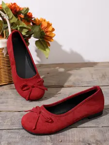 Women's Retro Velvet Flat Beanies, Bow Decoration, Commuter Versatile Non-Tiring, Slip-On Shoes, Casual Style, Spring & Fall
