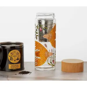 Plume Soaring Birds Glass Tea Infuser Bottle: Danica Studio
