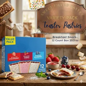 Toaster Pastry Variety Pack, Filled Breakfast Snacks, Soft Crust Pastries, Ready to Eat or Heat, 12 Count Box