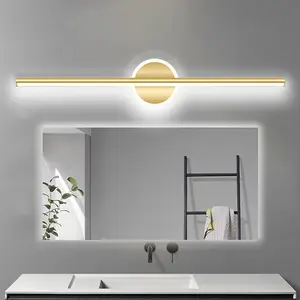 Modern LED vanity light, 40cm aluminum frame, warm light, minimalist design, black/gold mirror finish, Led Lighted, suitable for living rooms, bedrooms, bedside tables, dining rooms, modern offices, and dressing tables, Modern Mood Lighting