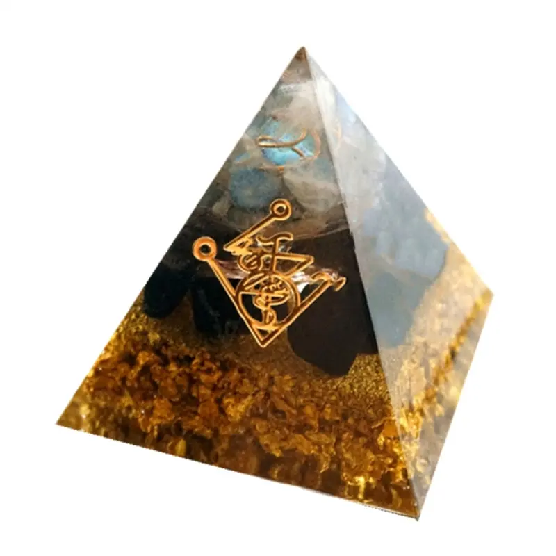 Wealth & Business Success Orgone Pyramid - 4-5cm Natural Crystal Resin Pyramid, Table Decor Home Decor, Unisex Vintage-Style Gift, Positive Energy Living Environment Purifier, 4Cm