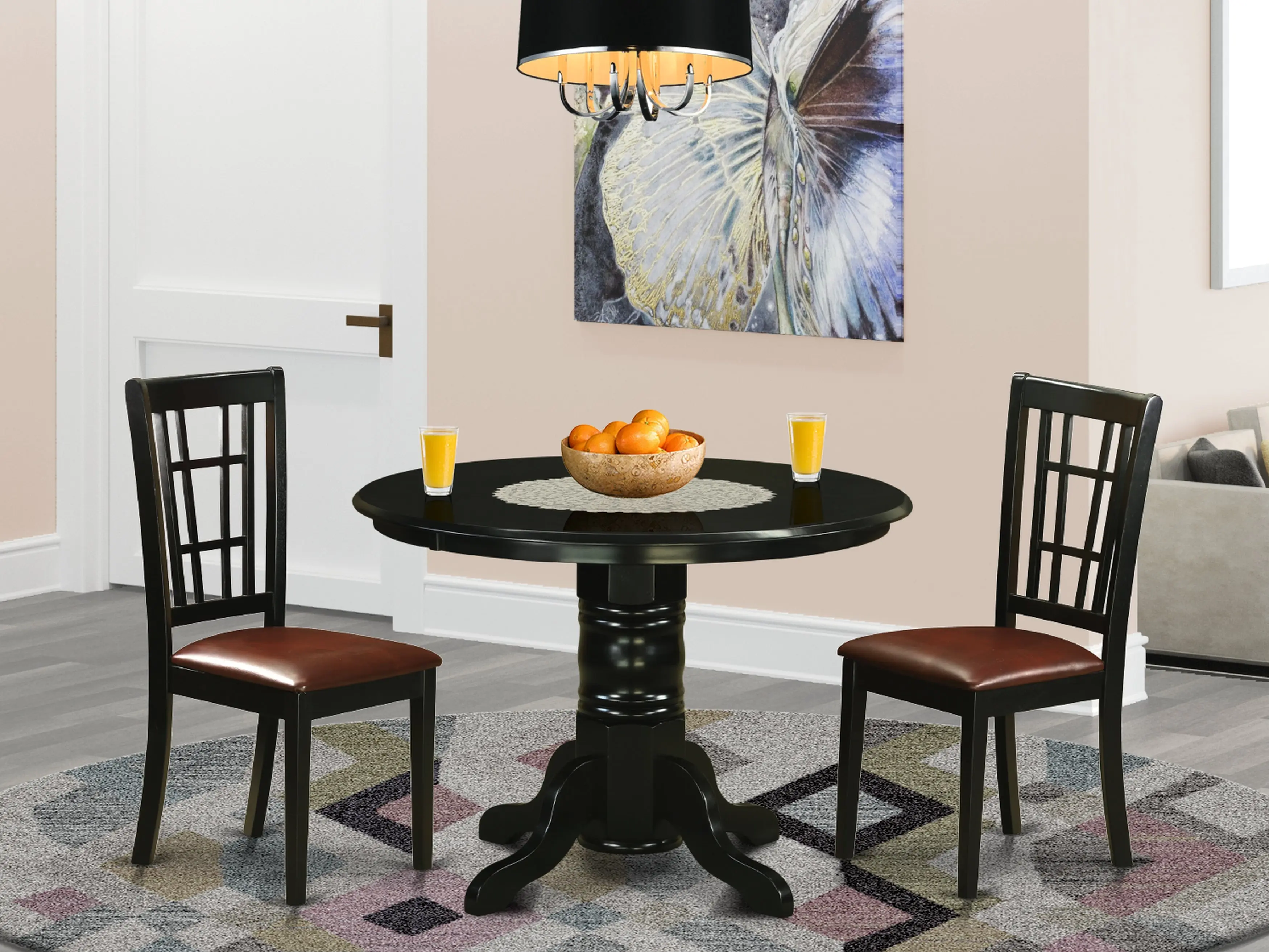 SHNI3-BLK-LC 3 Pc Dining room set for 2-Dinette Table and 2 dinette Chairs