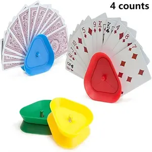 4 Counts/set Triangle Shaped Hands-Free Playing Card Holder, Board Game Poker Seat, Christmas Halloween Thanksgiving Gift, Gaming Gift