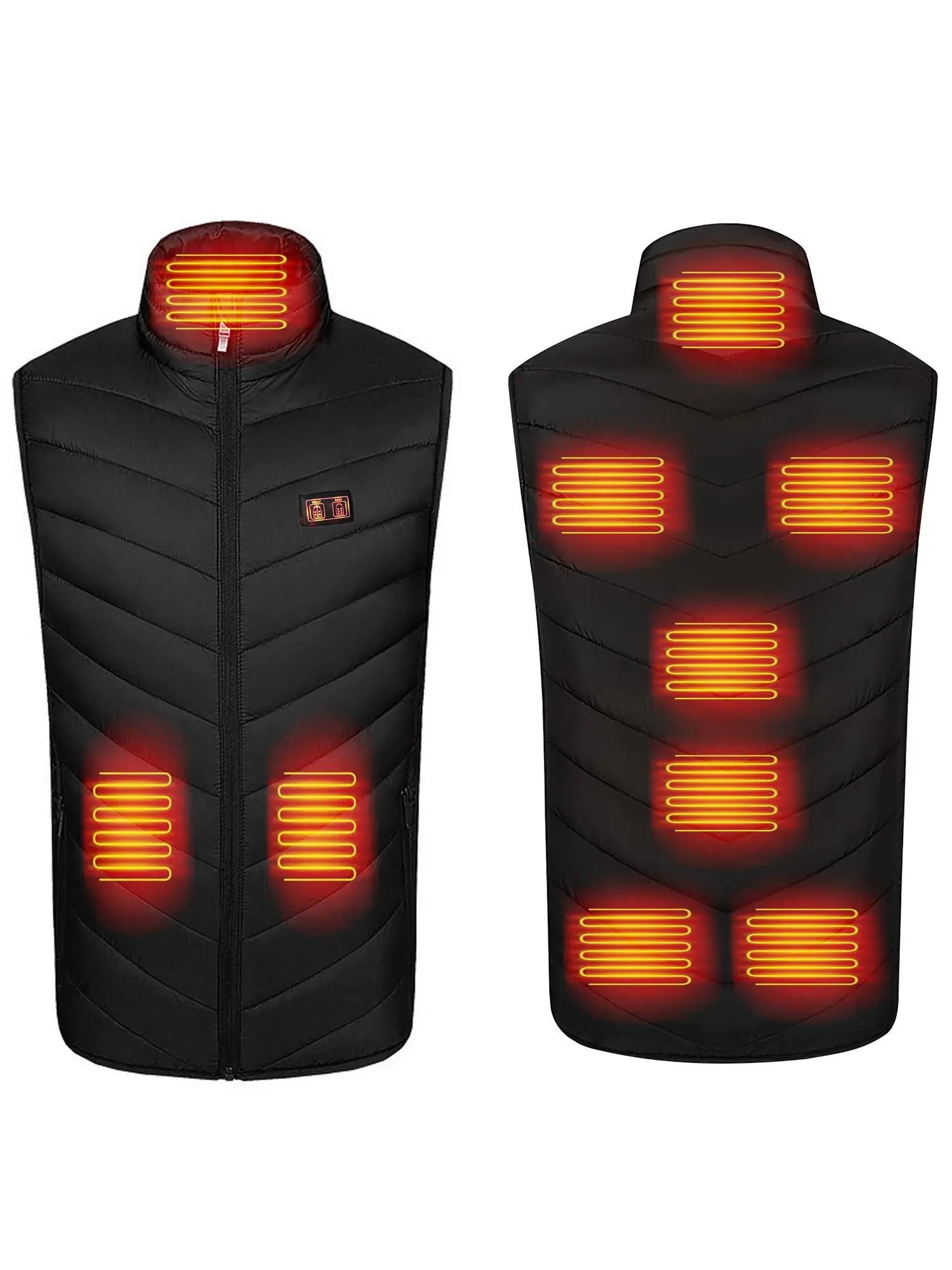 9-Zone USB Heated Jacket for Men & Women Rechargeable Electric Heating Vest with 3-Temperature Control Thermal Winter Coat for Fishing Hunting Skiing Ideal Christmas Gift