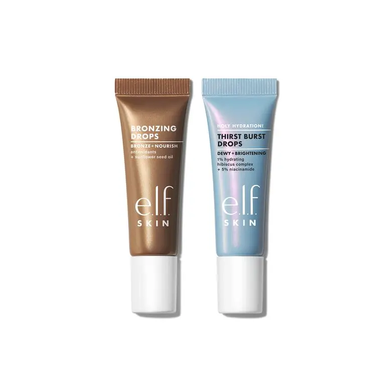 e.l.f. The Hottest Drops Duo - Thirst Burst & Bronzing Drops Kit for Nourishing Hydration & Glowy Look, Travel Size e.l.f. The Hottest Drops Duo - Thirst Burst & Bronzing Drops Kit for Nourishing Hydration & Glowy Look, Travel Size