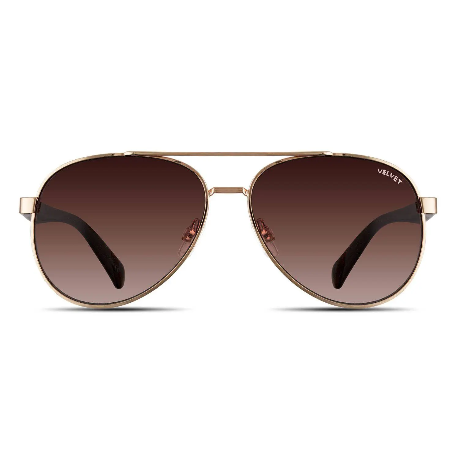 Velvet Eyewear Bonnie Aviator Sunglasses Gold Frame Tortoiseshell Polarized Brown Fade Polycarbonate Lens 100% UV Protection Medium Size 52mm x 15mm x 140mm